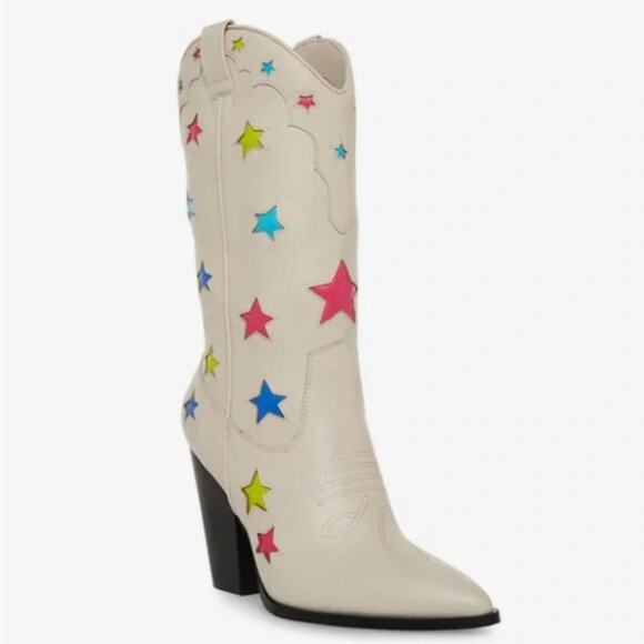 Steve Madden Shoes - STEVE MADDEN Luminous Western Cowboy Boot Stars White Multi Sz 10 $230